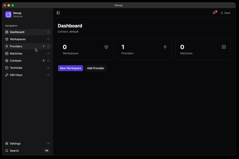 Devsy launching and connecting to a workspace